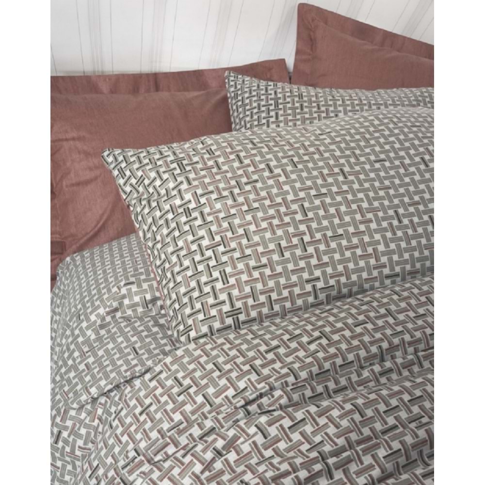 CottonBox Petite Ranforce Lastikli Çarşaflı Tek Kişilik Nevresim Takımı Mote Kiremit