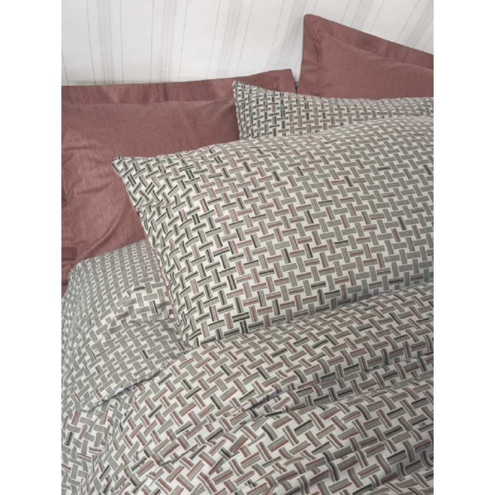 Cotton Box Petite Çift Kişilik Lastikli Çarşaflı Nevresim Takımı Mote Kiremit