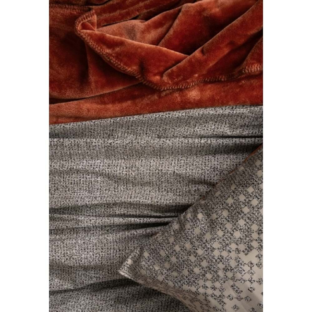 Cotton Box Battaniyeli Oyster Tarçın Çift Kişilik Nevresim Takımı