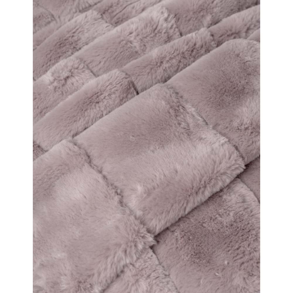 Cotton Box Trim Çift Kişilik Kürk Battaniyeli Nevresim Takımı Suave Pudra