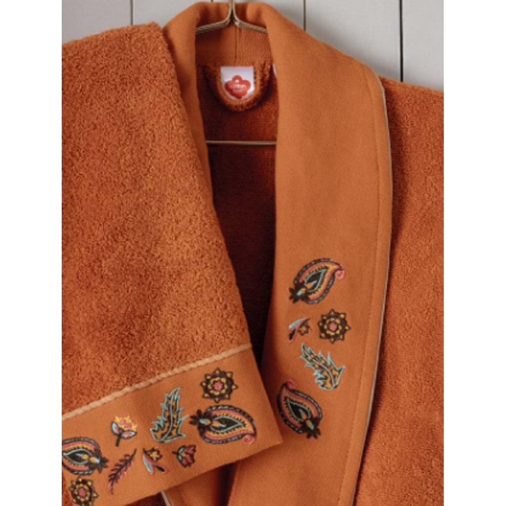 CottonBox Folk Art Aile Bornoz Seti Dalila Tarçın-Antrasit