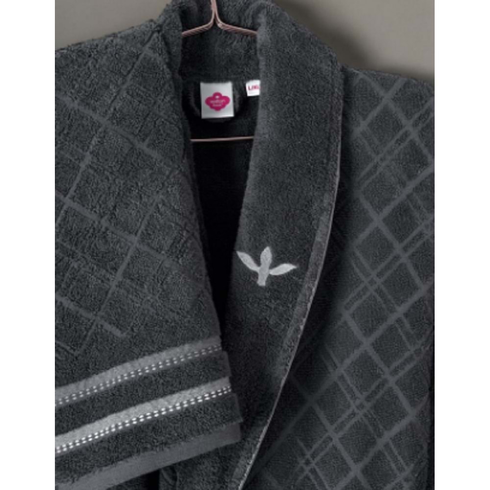 CottonBox Masculine Carlos Beyaz -Antrasit Aile Bornoz Takımı