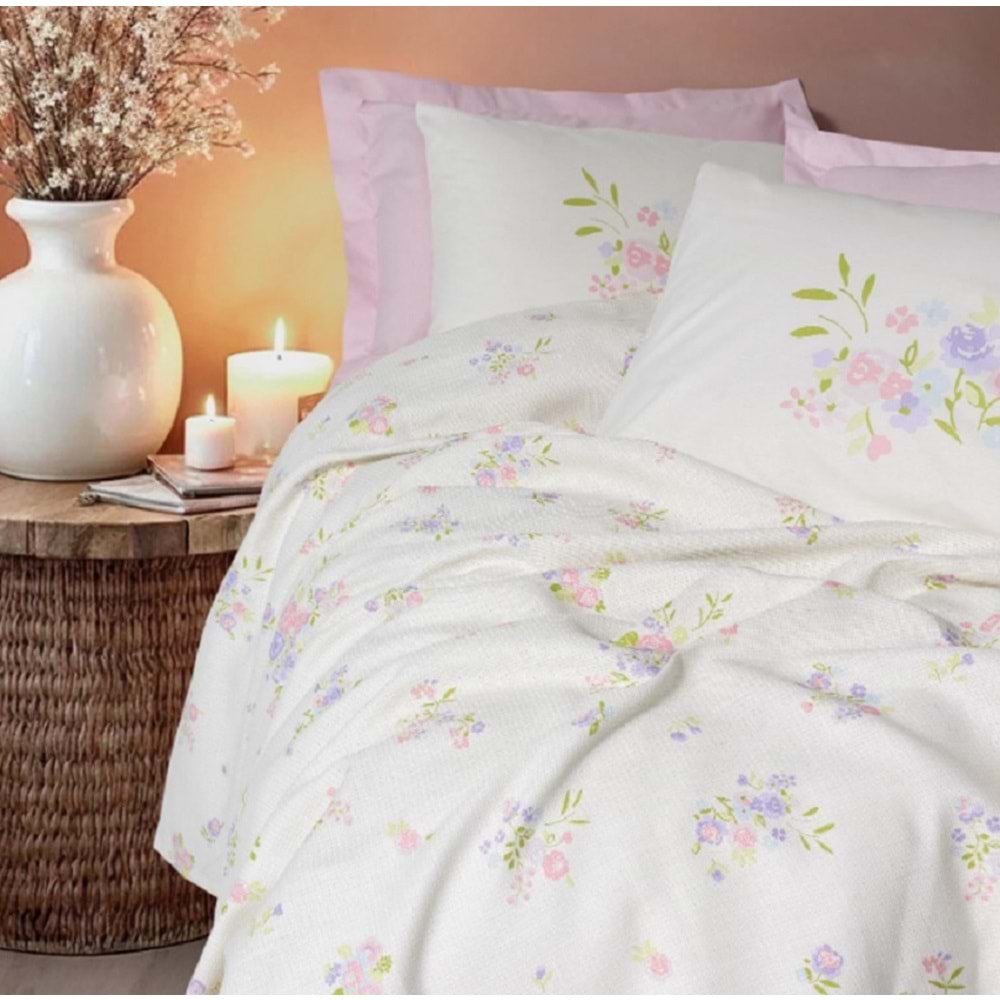 Cotton Box Estiva Çift Kişilik Pike Takımı Petal Pembe