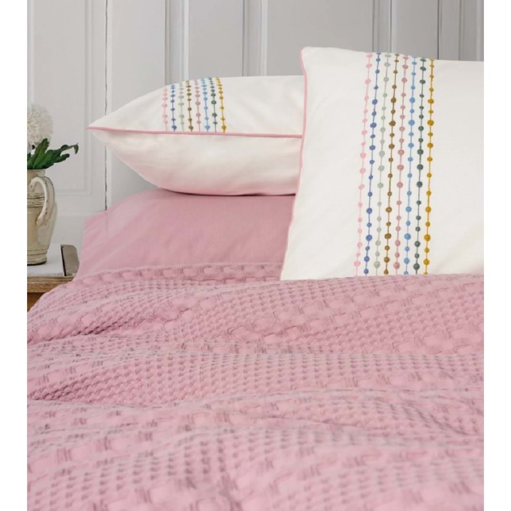 Cotton Box Aura Çift Kişilik Pike Takımı Pebble Pembe