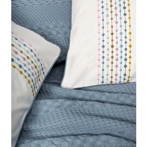 Cotton Box Aura Lastik Çarşaflı Çift Kişilik Pike Takımı Pebble Indigo