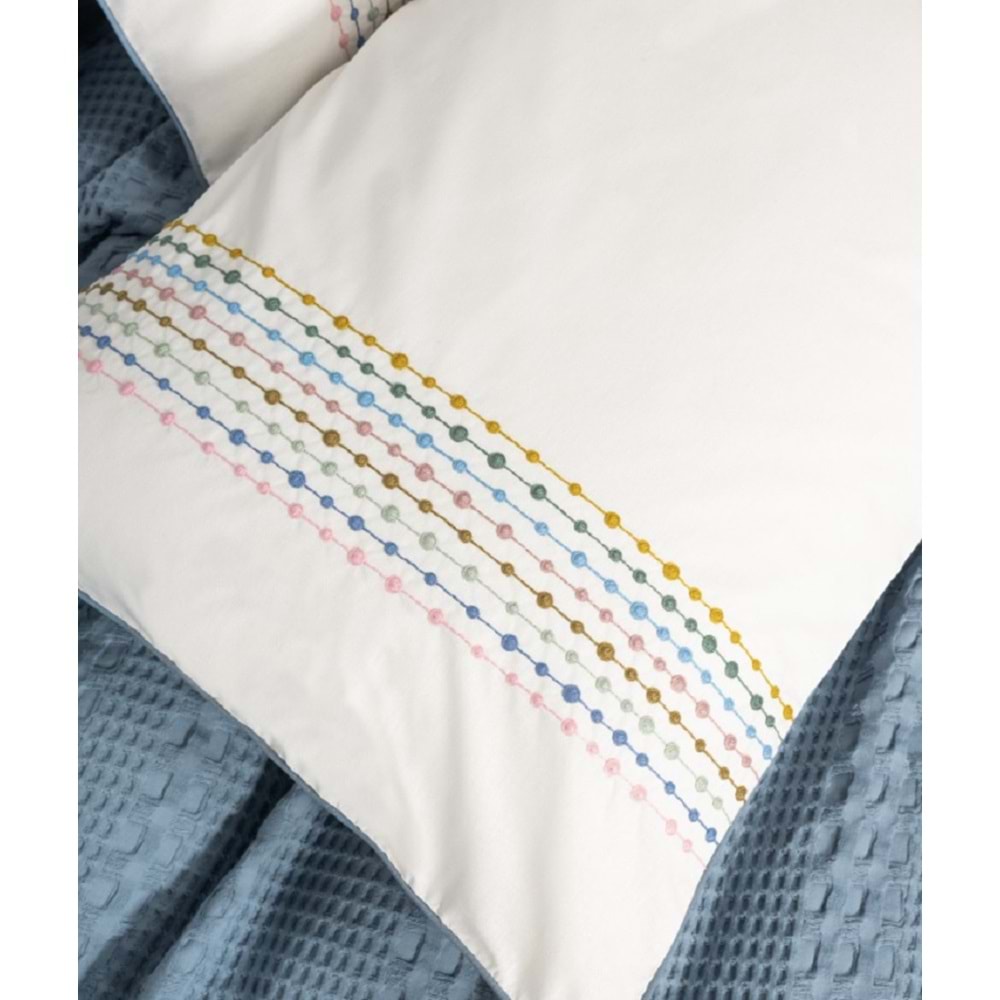 Cotton Box Aura Lastik Çarşaflı Çift Kişilik Pike Takımı Pebble Indigo