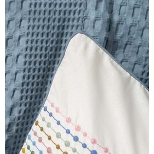 Cotton Box Aura Lastik Çarşaflı Çift Kişilik Pike Takımı Pebble Indigo