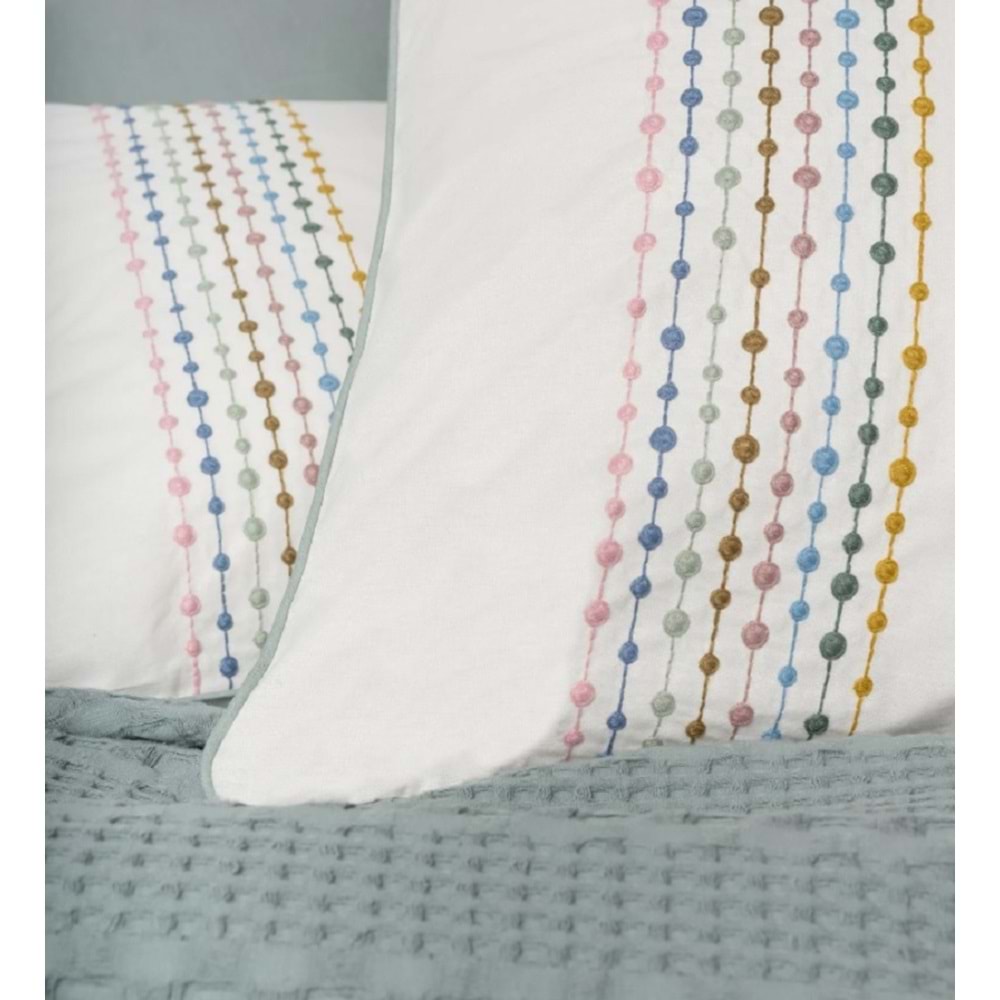 Cotton Box Aura Lastik Çarşaflı Çift Kişilik Pike Takımı Pebble Mint
