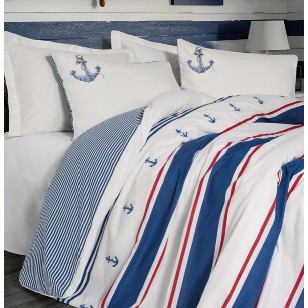 Cotton Box Maritime Tek Kişilik Nevresim Takımı Brine Ekru