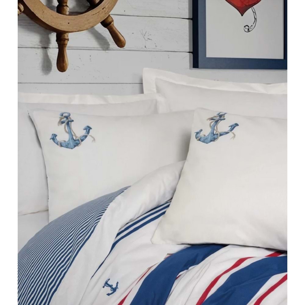 Cotton Box Maritime Tek Kişilik Nevresim Takımı Brine Ekru