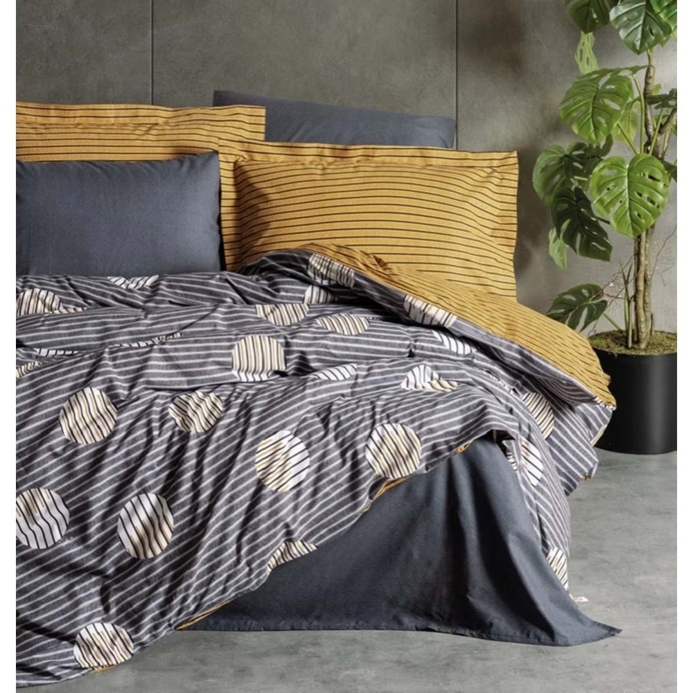 Cotton Box Modern Çift Kişilik Nevresim Takımı Strew Gri
