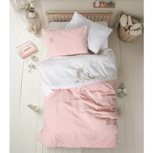 Cotton Box Cuddly Nakışlı Bebek Nevresim Takımı Bonic Beyaz