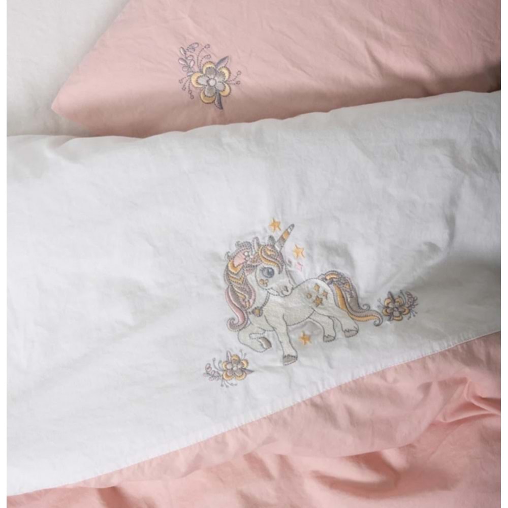 Cotton Box Cuddly Nakışlı Bebek Nevresim Takımı Bonic Beyaz