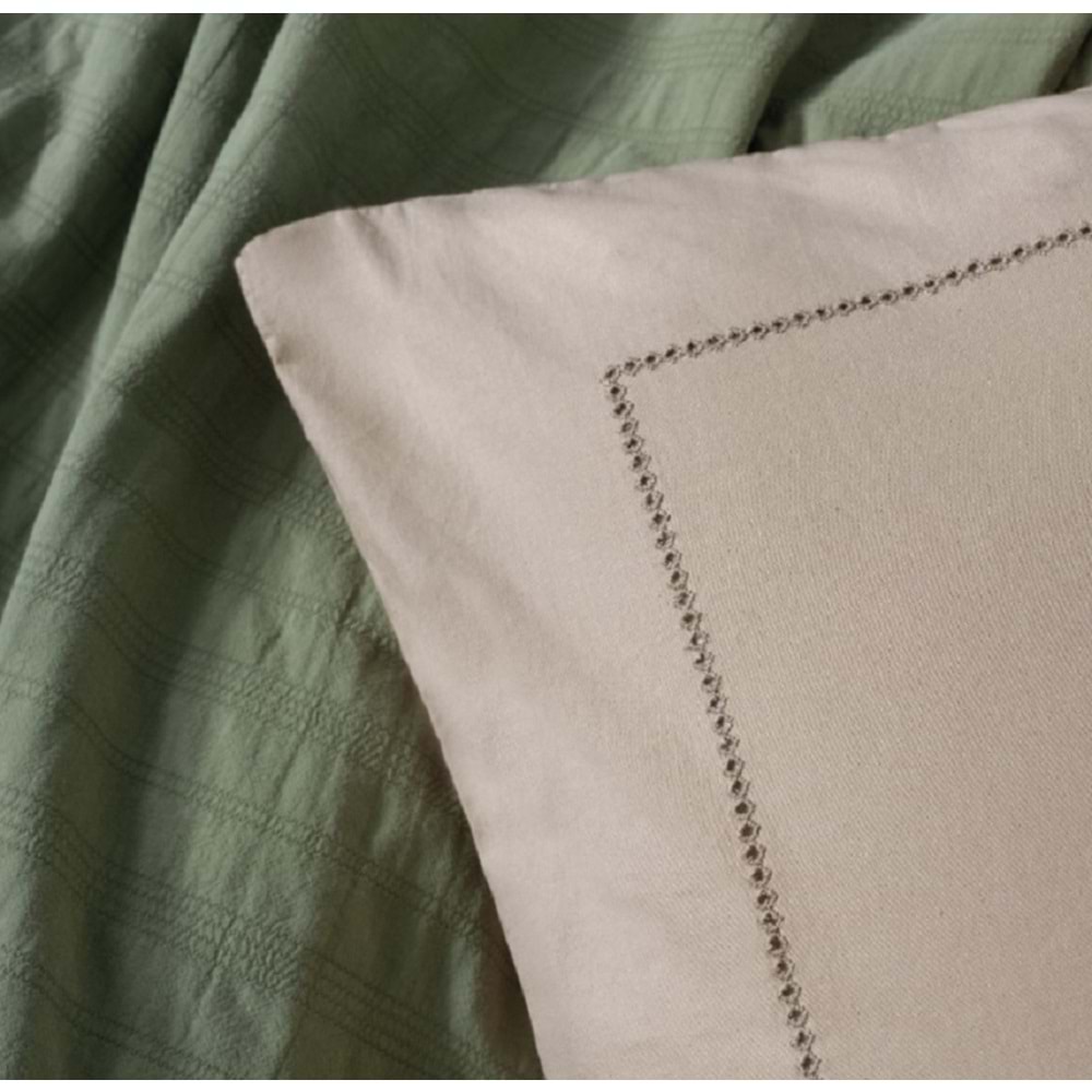 Cotton Box Natura Çift Kişilik Yatak Örtüsü-Pike Takımı Vilo Yeşil