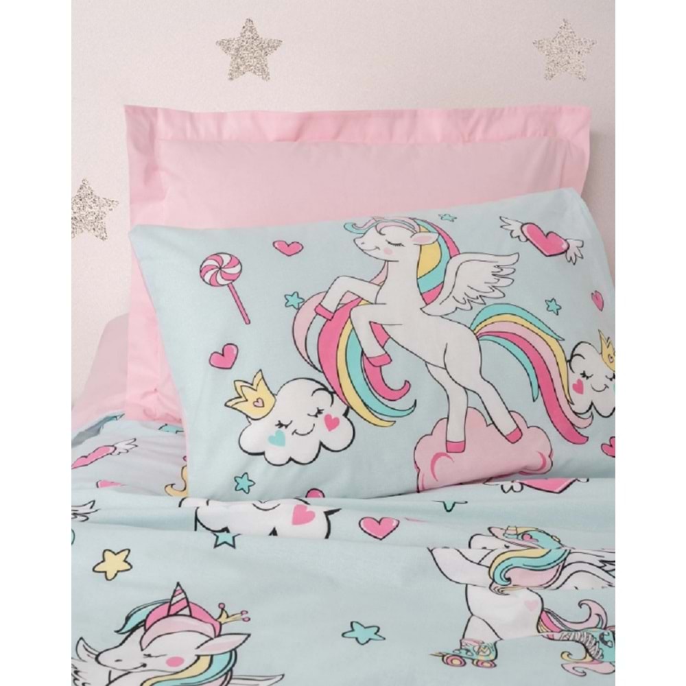 Cotton Box Junior Tek Kişilik Lastikli Çarşaflı Nevresim Takımı Twinka Pembe