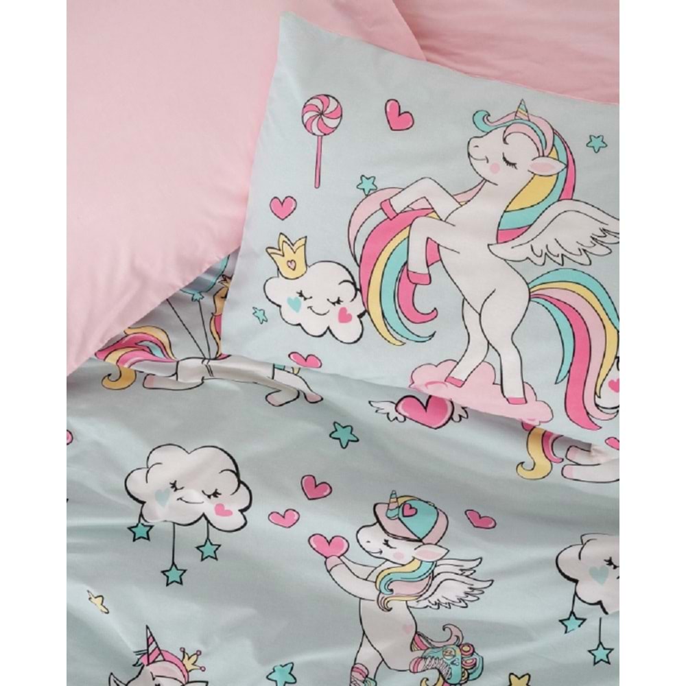 Cotton Box Junior Tek Kişilik Lastikli Çarşaflı Nevresim Takımı Twinka Pembe