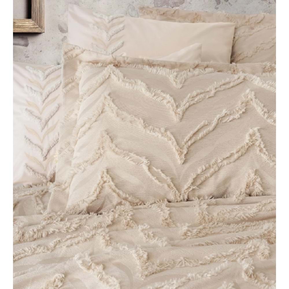 Cotton Box Limi Çift Kişilik Yatak Örtülü Nevresim Takımı Crimp Bej