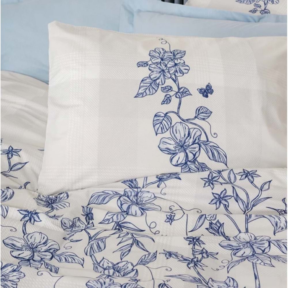 Cotton Box Çift Kişilik Nevresim Takımı Linora Mavi